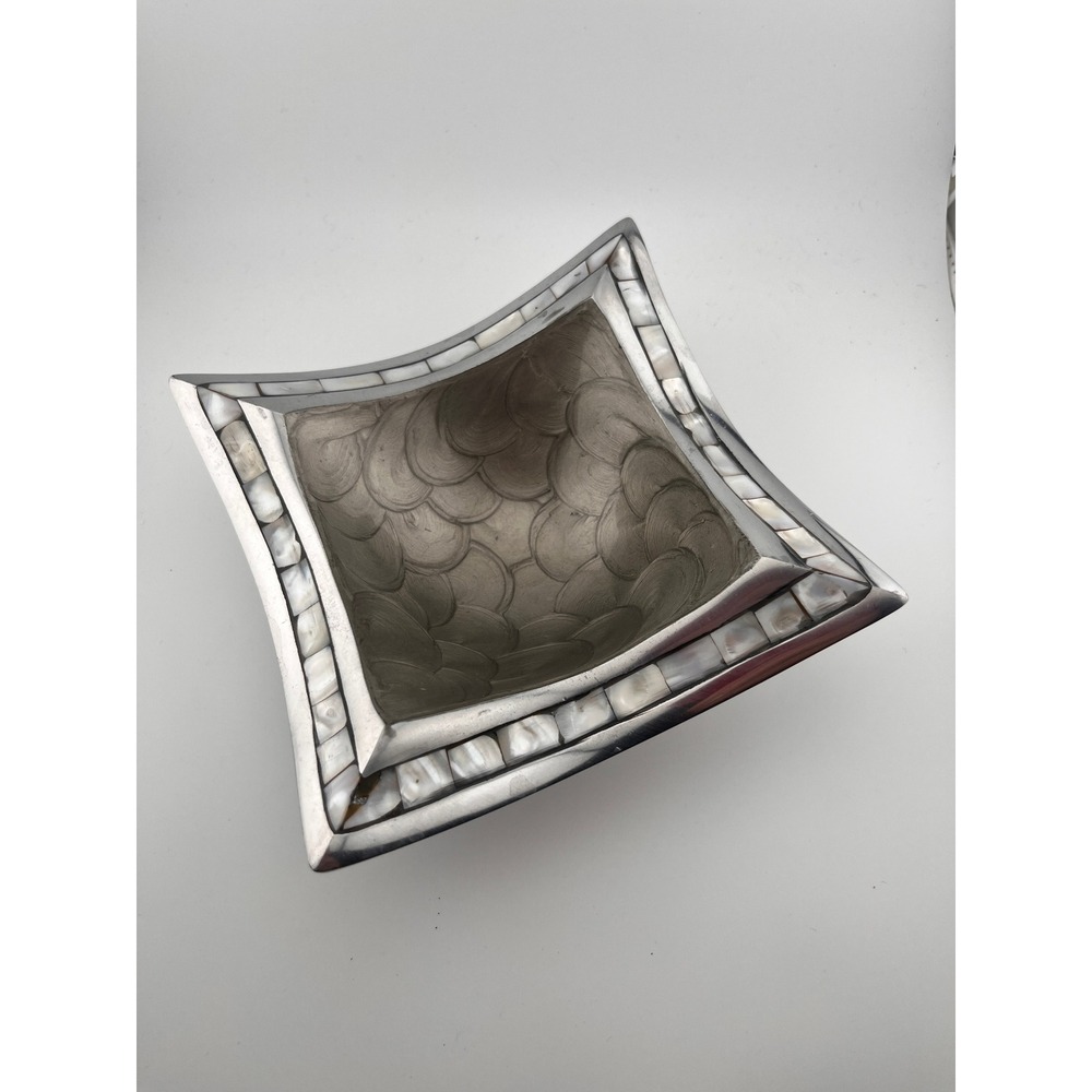 Julia Knight Classic Pagoda Bowl 6.5" Mother of Pearl Inlay Aluminum India